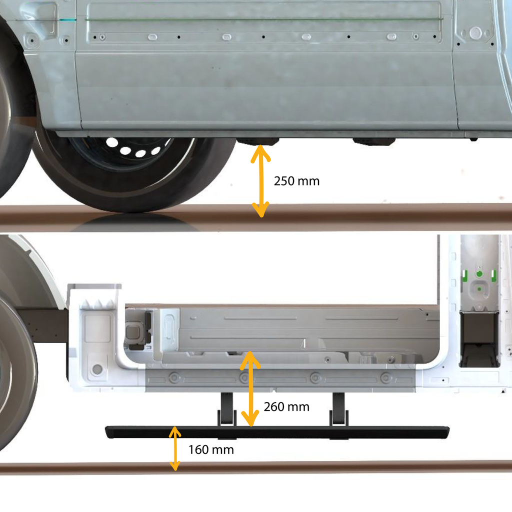 Garde au sol | Série ETB | Marchepied latéral électrique entièrement automatique 1200 mm pour Crafter I, Sprinter II et III