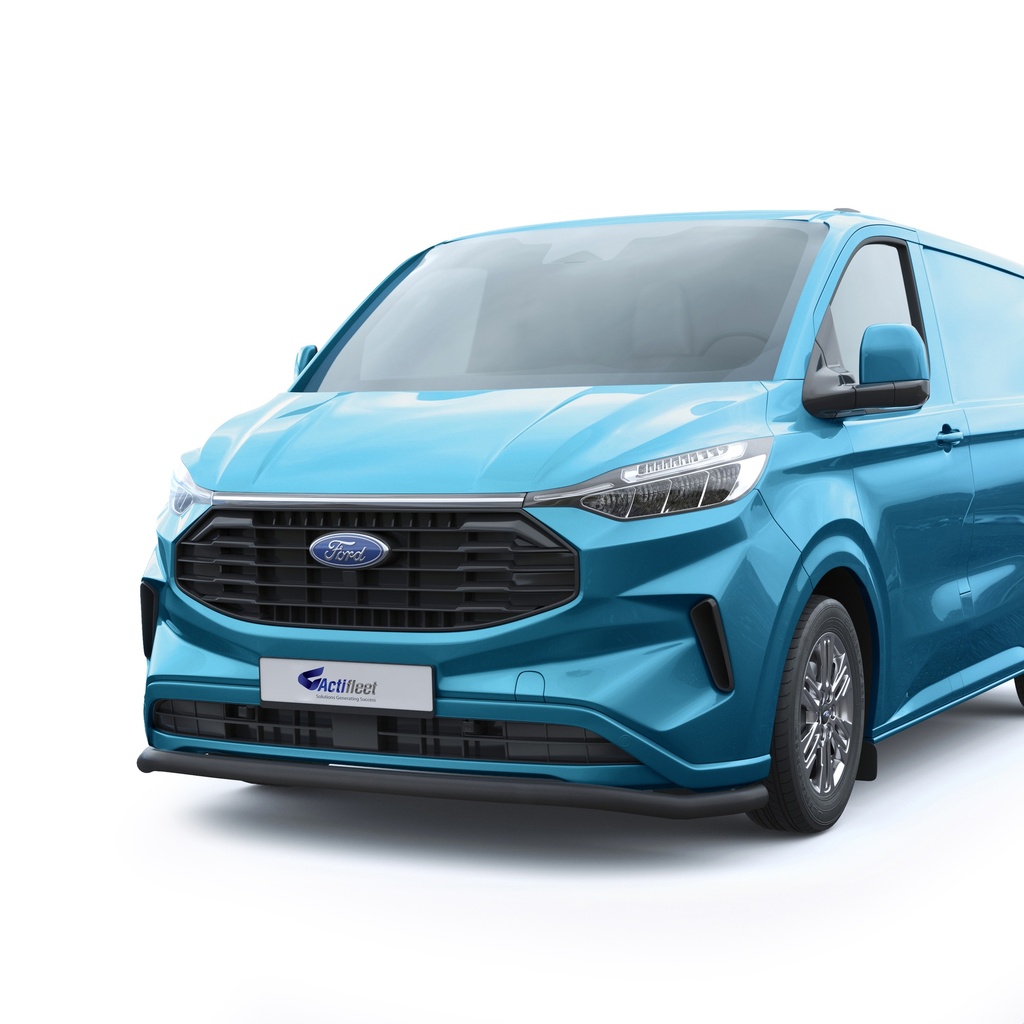 Série CityGuard |  Barre de protection de bas de caisse avant en acier inox noir | Ford Custom II (2023-)